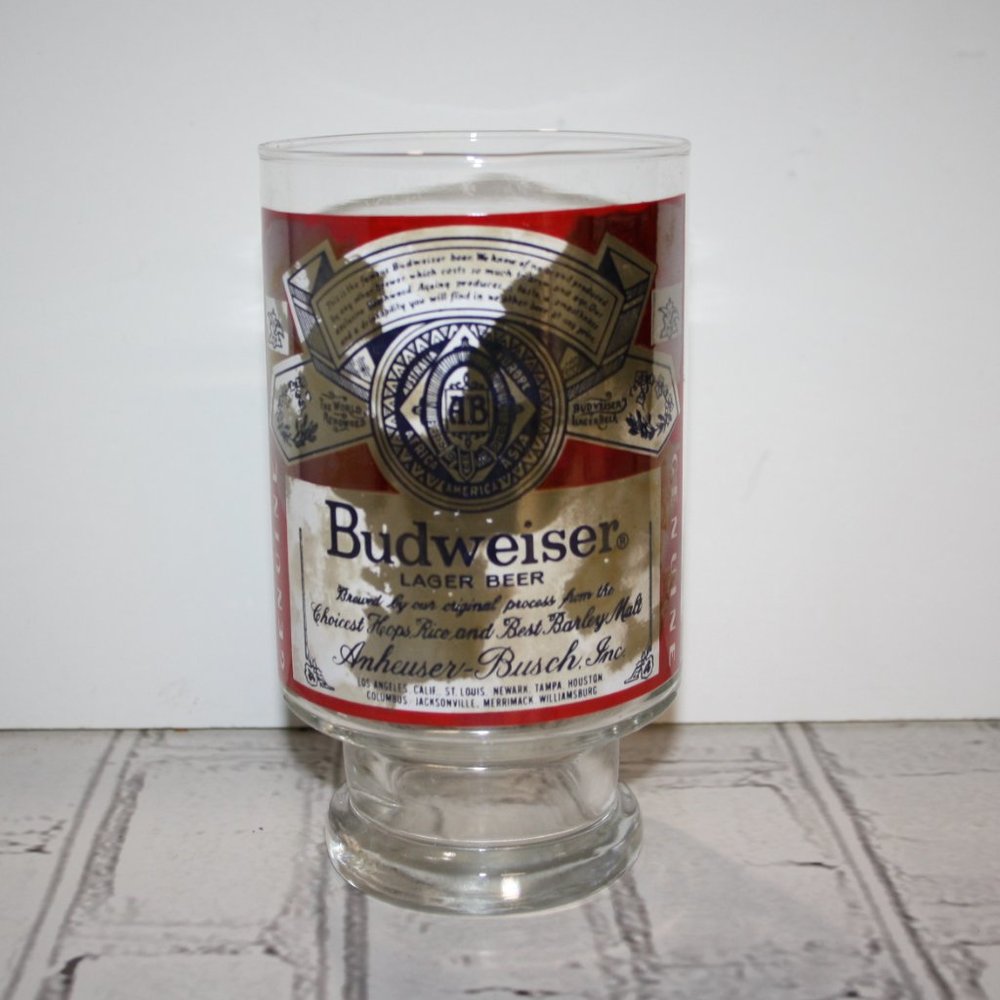 🍺 Budweiser Vintage Pounder Glass · 6.75" Tall